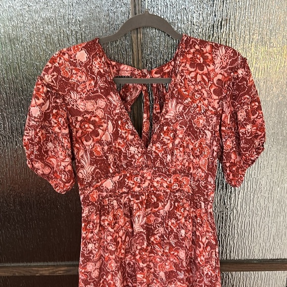 Ulla Johnson Amora Coral Floral Print Midi Dress Size 4 Ruffle Puff Sleeve - Picture 8 of 14